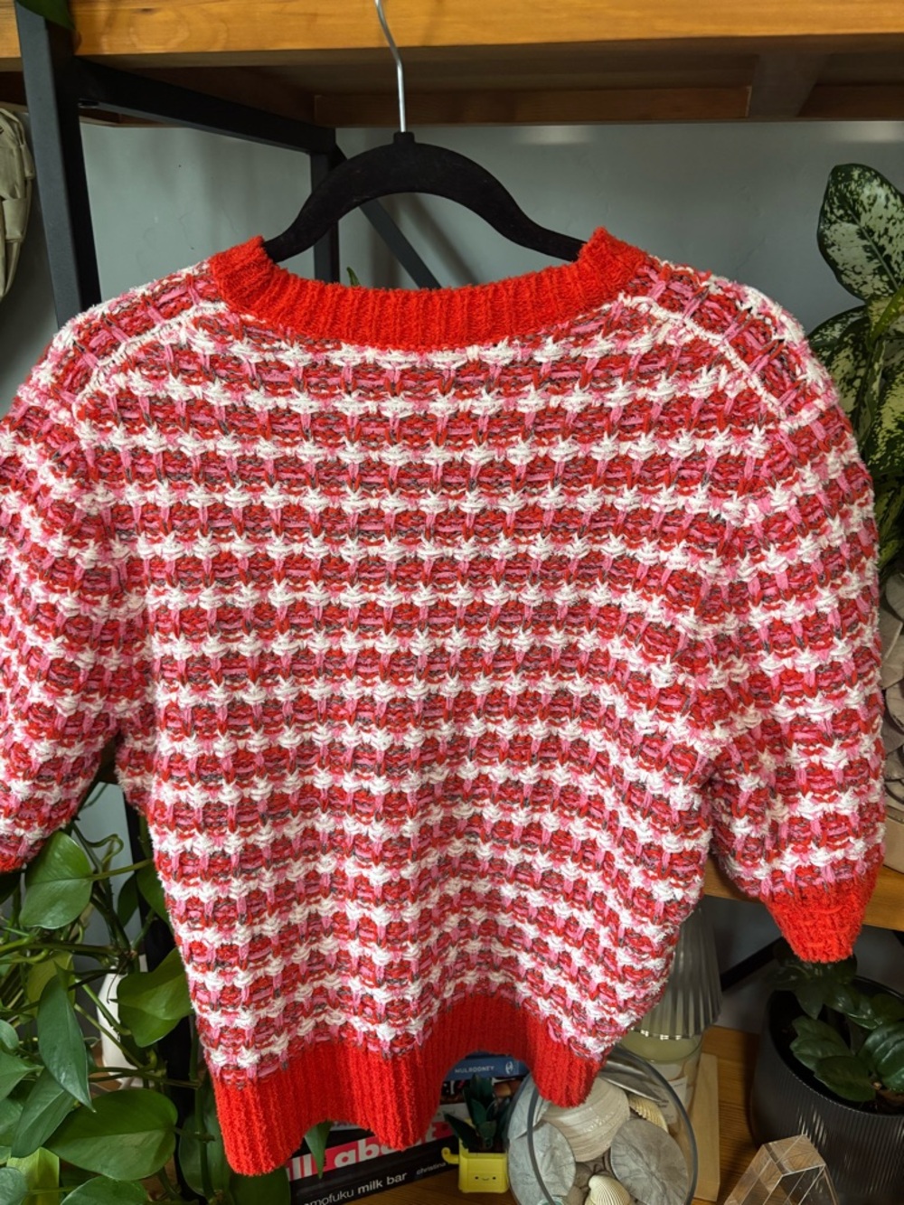 Ann Taylor Red and White Textured Crewneck Sweater - Picture 6 of 6